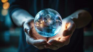Concept of future global communication network, online connection. photo