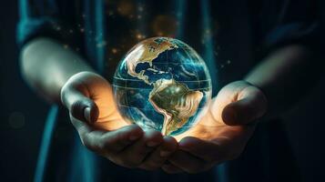 Concept of future global communication network, online connection. photo