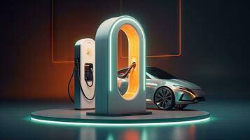 EV charging station for future electric cars in the concept of green energy and ecological energy photo