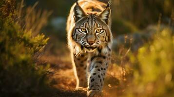 Adult Iberian lynx in a Mediterranean oak forest photo