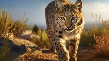 Adult Iberian lynx in a Mediterranean oak forest photo