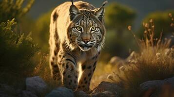 Adult Iberian lynx in a Mediterranean oak forest photo