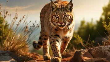 Adult Iberian lynx in a Mediterranean oak forest photo