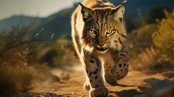 Adult Iberian lynx in a Mediterranean oak forest photo