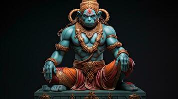 3d ilustración de el indio Dios Hanuman con un floral antecedentes rodeando él. foto