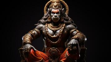 3D illustration of the Indian god Hanuman with a floral background surrounding it. photo