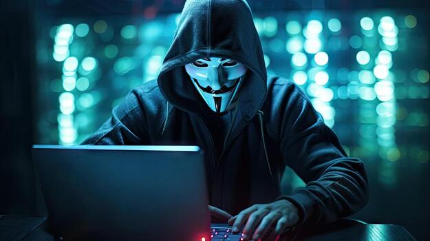 hackers y malware hacker usos resumen ordenador portátil con binario código digital interfaz. foto