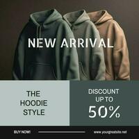 Green Minimalist Tile New Arrival Hoodie LinkedIn Post template