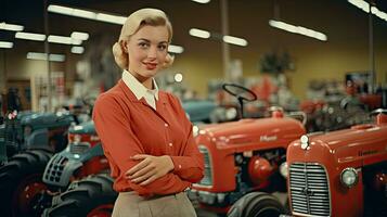 hembra tractor vendedor soportes en sala de exposición y garantías de repuesto partes y Servicio de agrícola maquinaria. foto