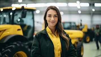 hembra tractor vendedor soportes en sala de exposición y garantías de repuesto partes y Servicio de agrícola maquinaria. foto