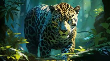 Jaguar in the forest Attractive image of a powerful hunter jaguar photo