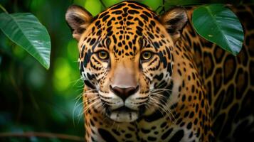 Jaguar in the forest Attractive image of a powerful hunter jaguar photo