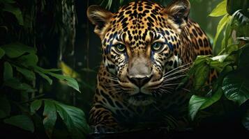 Jaguar in the forest Attractive image of a powerful hunter jaguar photo