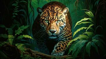 Jaguar in the forest Attractive image of a powerful hunter jaguar photo