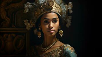 Beautiful young Balinese woman in traditional clothing photo