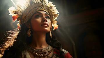 Beautiful young Balinese woman in traditional clothing photo