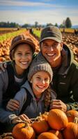 paseo en carreta mediante un calabaza parche con familia foto