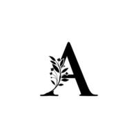 Floral letter A logo Icon, Luxury alphabet font initial design isolated vector