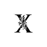 floral letra X logo icono, lujo alfabeto fuente inicial diseño aislado vector