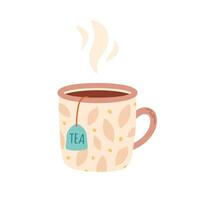 Cup of hot tea. Autumn or winter drink. vector