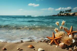 Summer background with copy space. AI generative photo