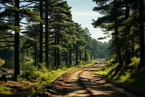 pino arboles en bosque. ai generativo foto