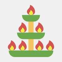 icono velas diwali celebracion elementos. íconos en plano estilo. bueno para huellas dactilares, carteles, logo, decoración, infografía, etc. vector