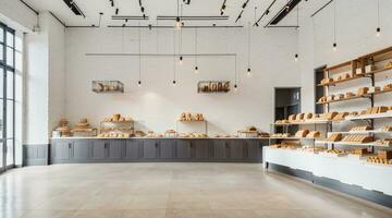 3d render bread cafe interior to sell pastry and cake photo