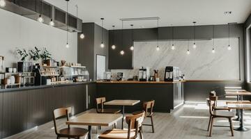 3d render cafe interior to drink coffee with friends photo