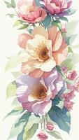 beautiful flower watercolor on white textured paper photo