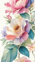 beautiful flower watercolor on white textured paper photo