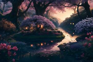 fantastic wonderland surreal forest landscape photo