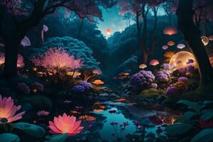 fantastic wonderland surreal forest landscape photo