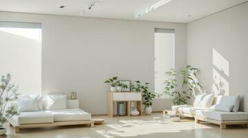 3d render minimalist of japanese room of zen garden photo