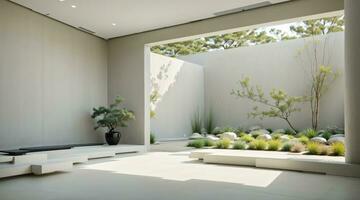 3d render minimalist of japanese room of zen garden photo