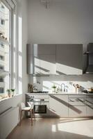 3d render minimalist kitchen interior photo