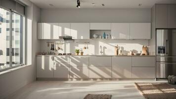 3d render minimalist kitchen interior photo