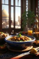 delicious photo of arabian food banquet