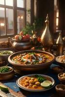 delicious photo of arabian food banquet