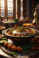 delicious photo of arabian food banquet