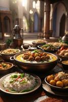 delicious photo of arabian food banquet