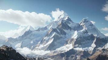 motivational background everest mountain on the sunny day photo