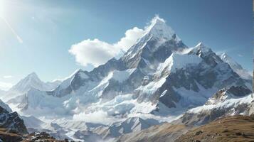 motivational background everest mountain on the sunny day photo