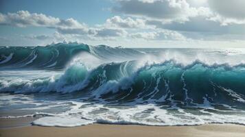 motivational background high sea wave on the beach photo