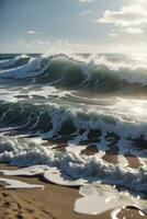 motivational background high sea wave on the beach photo