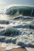 motivational background high sea wave on the beach photo