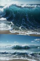 motivational background high sea wave on the beach photo