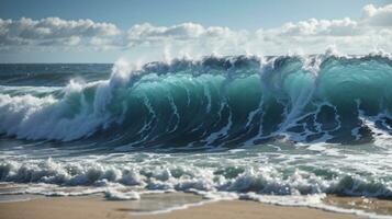 motivational background high sea wave on the beach photo