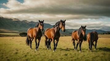 photo horse walking on new zealand grass field