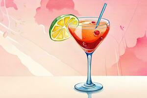 Watercolor summer drinks, summer clipart. photo